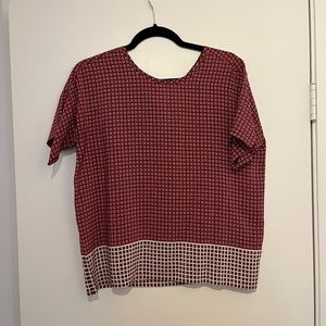 Madewell Silk Patterned Short Sleeve Blouse